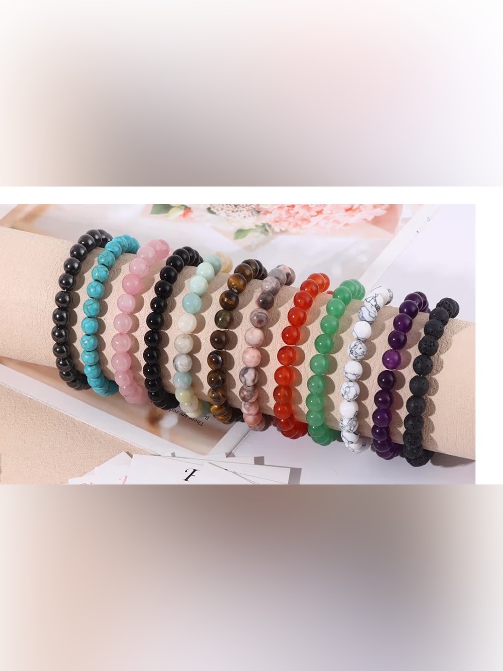 Rose Quartz Beaded Bracelet (CHOOSE 1) - Picture 3 of 7